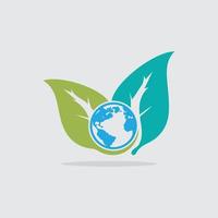 Green leafs and globe logo Eco natural organic icon vector