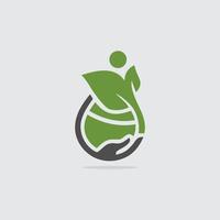 Green leafs and globe logo Eco natural organic icon vector