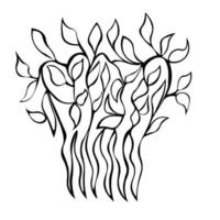 Comb for hair made of leaves, doodle vector illustration