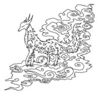Design asian spirit fox element outline art vector
