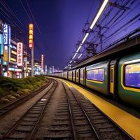 Hola velocidad moderno Moviente tren, generativo Arte por ai foto
