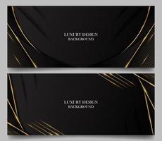 conjunto resumen elegante lujo negro con brillante oro línea antecedentes vector. lujo elegante tema. para bandera anuncios, web y póster antecedentes vector
