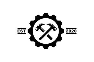 gear hammer logo vector