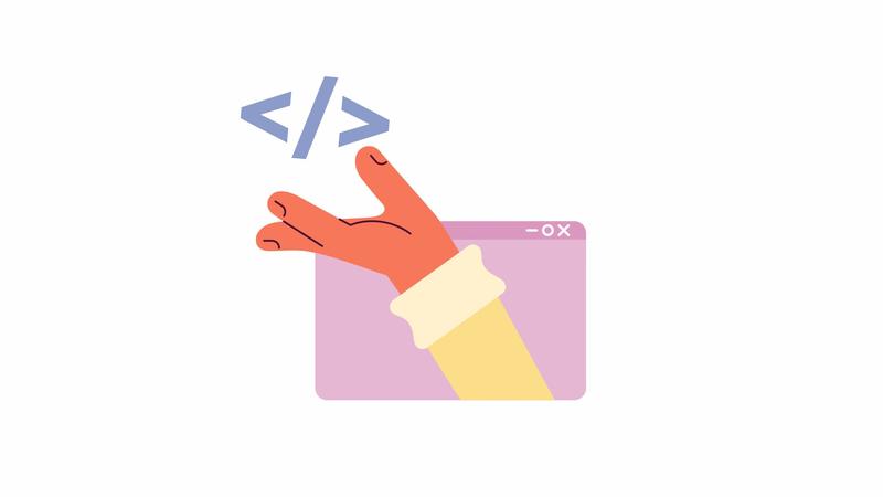 Animated scripting language. Computer programming. Building website. 2D ...
