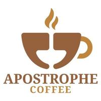 Modern flat design simple minimalist apostrophe coffee logo icon design template vector with modern illustration concept style for cafe, coffee shop, restaurant, badge, emblem and label