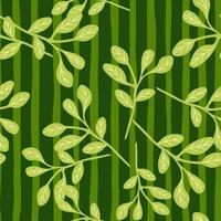 Simple branches with leaves seamless pattern. Organic endless background. Decorative forest leaf endless wallpaper. vector