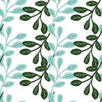 Simple branches with leaves seamless pattern. Organic endless background. Decorative forest leaf endless wallpaper. vector