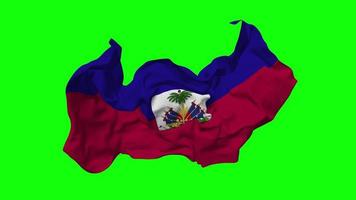 Haïti vlag naadloos looping vliegend in wind, lusvormige buil structuur kleding golvend langzaam beweging, chroma sleutel, luma matte selectie van vlag, 3d renderen video