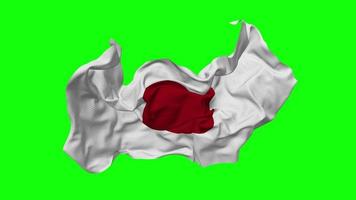 Japón bandera sin costura bucle volador en viento, serpenteado bache textura paño ondulación lento movimiento, croma llave, luma mate selección de bandera, 3d representación video