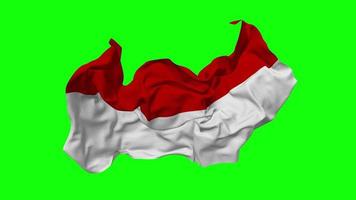 Indonesië vlag naadloos looping vliegend in wind, lusvormige buil structuur kleding golvend langzaam beweging, chroma sleutel, luma matte selectie van vlag, 3d renderen video