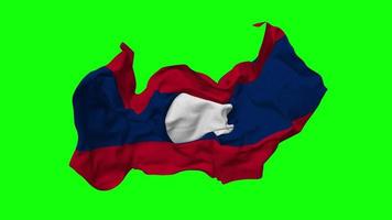 Laos Flag Seamless Looping Flying in Wind, Looped Bump Texture Cloth Waving Slow Motion, Chroma Key, Luma Matte Selection of Flag, 3D Rendering video