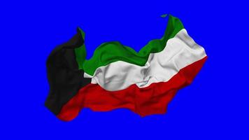 Kuwait Flag Seamless Looping Flying in Wind, Looped Bump Texture Cloth Waving Slow Motion, Chroma Key, Luma Matte Selection of Flag, 3D Rendering video