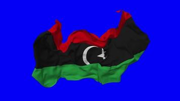Libia bandera sin costura bucle volador en viento, serpenteado bache textura paño ondulación lento movimiento, croma llave, luma mate selección de bandera, 3d representación video
