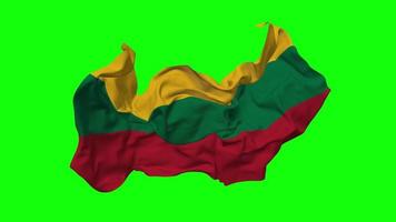 Litouwen vlag naadloos looping vliegend in wind, lusvormige buil structuur kleding golvend langzaam beweging, chroma sleutel, luma matte selectie van vlag, 3d renderen video