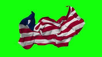 Liberia Flag Seamless Looping Flying in Wind, Looped Bump Texture Cloth Waving Slow Motion, Chroma Key, Luma Matte Selection of Flag, 3D Rendering video