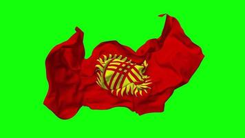 Kyrgyzstan Flag Seamless Looping Flying in Wind, Looped Bump Texture Cloth Waving Slow Motion, Chroma Key, Luma Matte Selection of Flag, 3D Rendering video