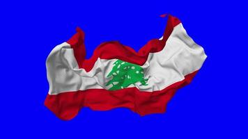 Libanon vlag naadloos looping vliegend in wind, lusvormige buil structuur kleding golvend langzaam beweging, chroma sleutel, luma matte selectie van vlag, 3d renderen video