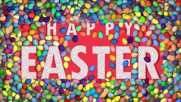 Easter Eggs Reveal Happy Easter Text, 3D Rendering video