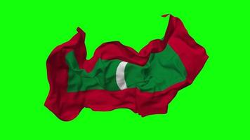 Maldives Flag Seamless Looping Flying in Wind, Looped Bump Texture Cloth Waving Slow Motion, Chroma Key, Luma Matte Selection of Flag, 3D Rendering video