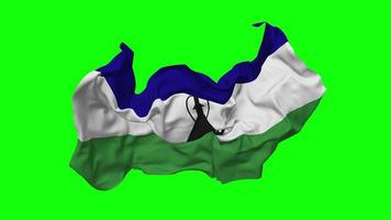 Lesotho Flag Seamless Looping Flying in Wind, Looped Bump Texture Cloth Waving Slow Motion, Chroma Key, Luma Matte Selection of Flag, 3D Rendering video