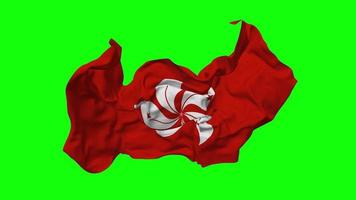 Hong Kong Flag Seamless Looping Flying in Wind, Looped Bump Texture Cloth Waving Slow Motion, Chroma Key, Luma Matte Selection of Flag, 3D Rendering video