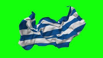 Grecia bandera sin costura bucle volador en viento, serpenteado bache textura paño ondulación lento movimiento, croma llave, luma mate selección de bandera, 3d representación video