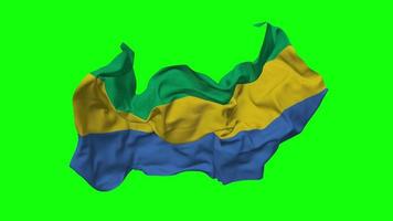 Gabon Flag Seamless Looping Flying in Wind, Looped Bump Texture Cloth Waving Slow Motion, Chroma Key, Luma Matte Selection of Flag, 3D Rendering video