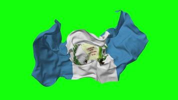 Guatemala bandera sin costura bucle volador en viento, serpenteado bache textura paño ondulación lento movimiento, croma llave, luma mate selección de bandera, 3d representación video