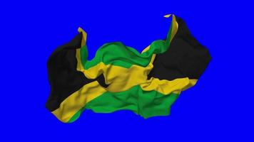 Jamaica bandeira desatado looping vôo dentro vento, em loop colisão textura pano acenando lento movimento, croma chave, luma fosco seleção do bandeira, 3d Renderização video