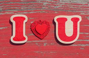 message I love you made of wooden letters and valentine photo