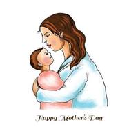 Happy mothers day mom and child love card background vector