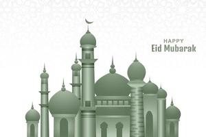 Abstract islamic mosque eid mubarak card background vector
