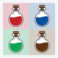 Illustration of Potion Bottles in Different Colors Vector