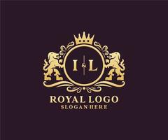 Initial IL Letter Lion Royal Luxury Logo template in vector art for Restaurant, Royalty, Boutique, Cafe, Hotel, Heraldic, Jewelry, Fashion and other vector illustration.