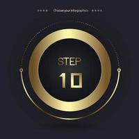 Step 10 Luxury number option for Premium multipurpose Infographic Vector template, an element step option, golden version on a dark background