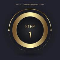 Step 1 Luxury number option for Premium multipurpose Infographic Vector template, an element step option, golden version on a dark background