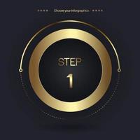 Step 1 Luxury number option for Premium multipurpose Infographic Vector template, an element step option, golden version on a dark background