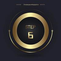 Step 6 Luxury number option for Premium multipurpose Infographic Vector template, an element step option, golden version on a dark background