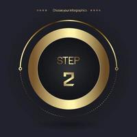 Step 2 Luxury number option for Premium multipurpose Infographic Vector template, an element step option, golden version on a dark background