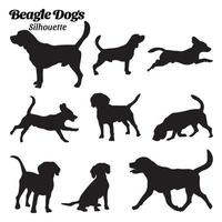 Set beagle dog silhouette vector illustration.