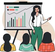Women Entrepreneurs and Conferences illustration in doodle style vector