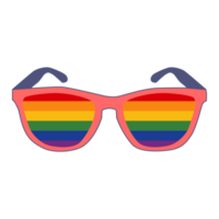 occhiali da sole con lgbt arcobaleno lenti a contatto. piatto cartone animato. png