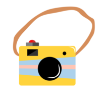 Hanging yellow camera in a flat style png