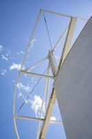 Detail of the structure of a steel structure against the blue sky. photo