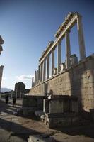 Ruins of the Temple of Trajan the ancient site of Pergamum-Pergamon Izmir, Turkey. Ancient city column ruins. photo