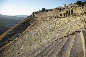 Amphitheater in the ruins of the ancient city of Pergamum. Ancient City, Acropolis Theatre of Pergamon, Izmir, Turkey. photo