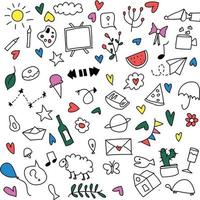 doodle set of cute items use as background design ect vector