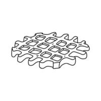 Waffle in hand drawn doodle style. Dessert Bakery Sketch. Vector illustration isolated on white background.
