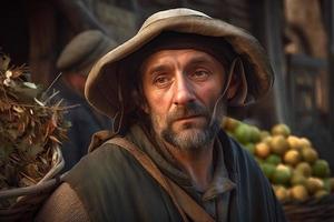 Europe medieval farmer. Generate Ai photo