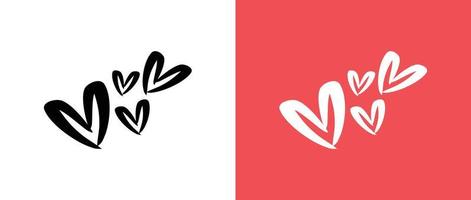 un rojo y blanco logo para un San Valentín día rojo y blanco corazón vector diseño corazón conjunto diseño